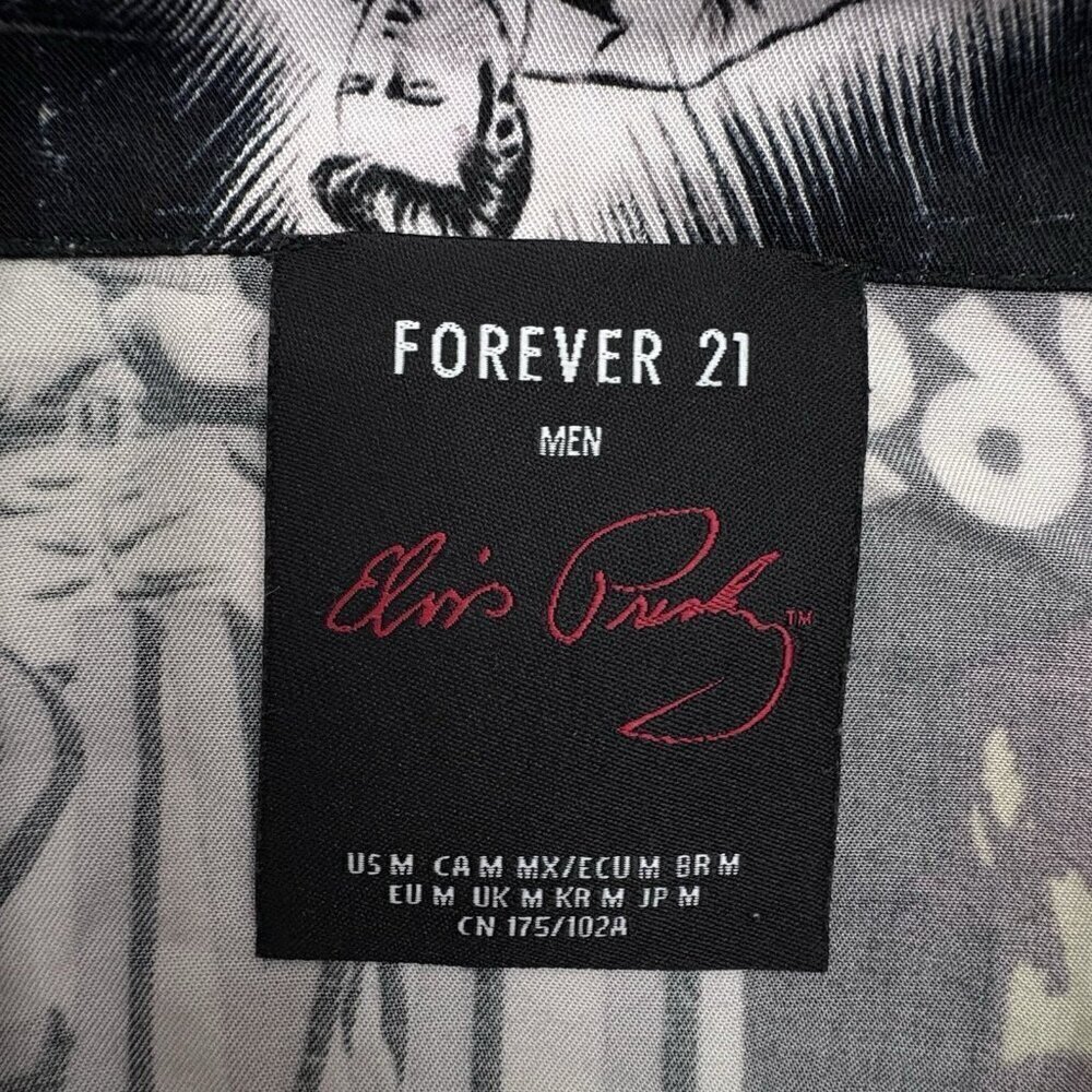 Forever 21 Elvis Presley Pictorial Ltd Ed Short Sleeve Button Down Shirt Men M - Picture 7 of 8
